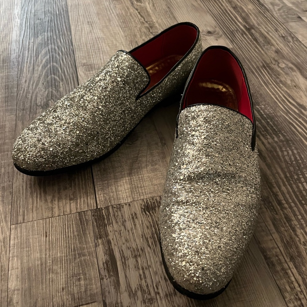 Men's Sparkling Silver Loafers